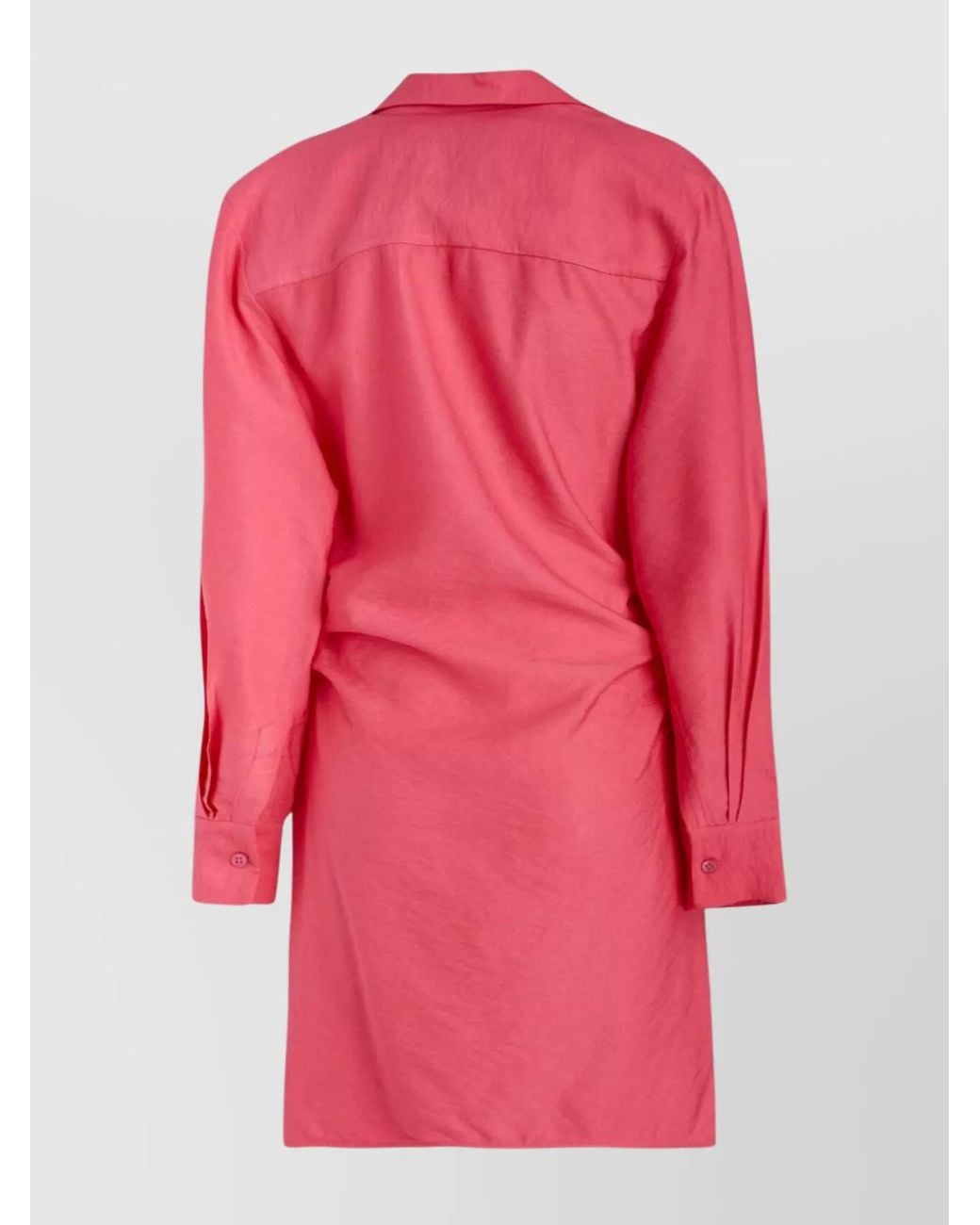 Jacquemus Pink Textured Draped Shirt Dress