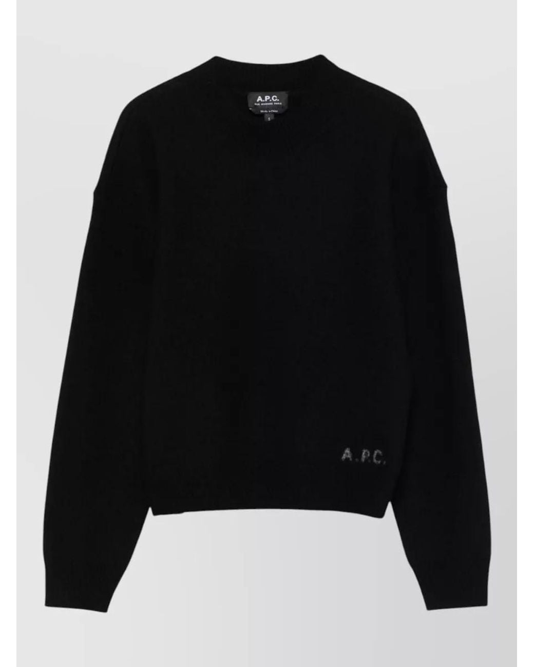 A.P.C. Black Merino Wool Ribbed Crew Neck Jumper