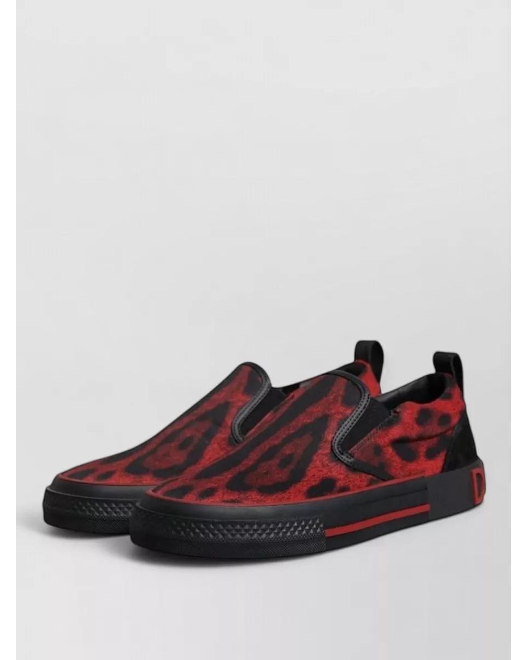 Dolce & Gabbana Brown Leather Leopard-Print Slip-On Sneakers for men