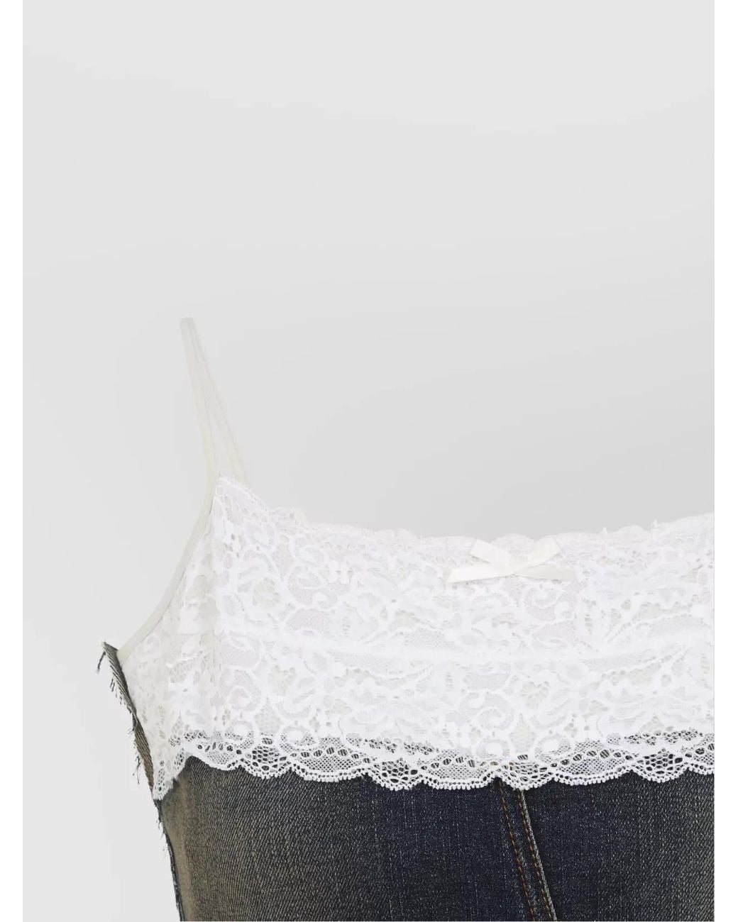 Balenciaga Blue Denim Patched Rhinestone-Embellished Tank Top