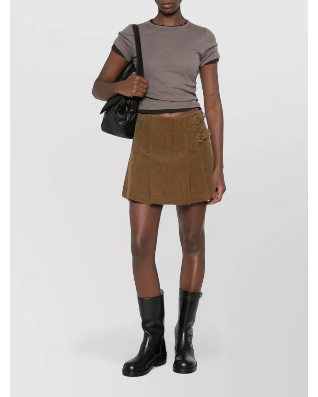 Golden Goose Deluxe Brand Natural Cotton Pleated A-Line Mini Skirt