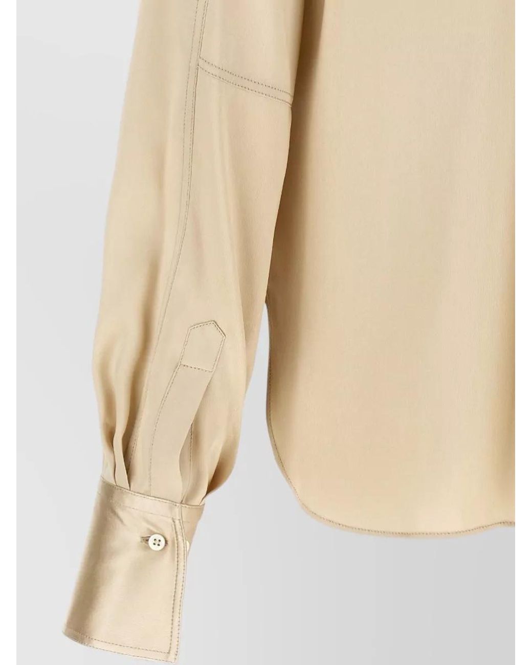 Brunello Cucinelli Natural Silk Satin Panelled Shirt