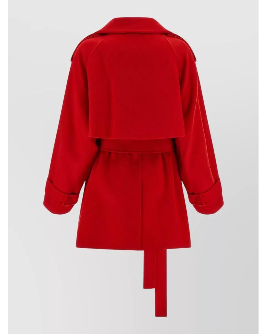 Sportmax Red Virgin Wool Short Double-Breasted Trench Coat