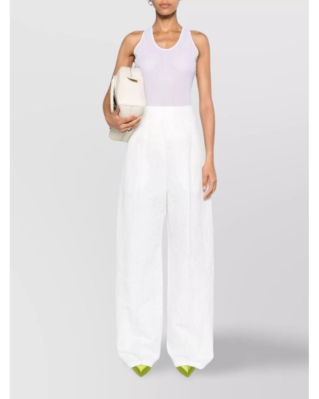 Sportmax White High-Rise Wide-Leg Trousers