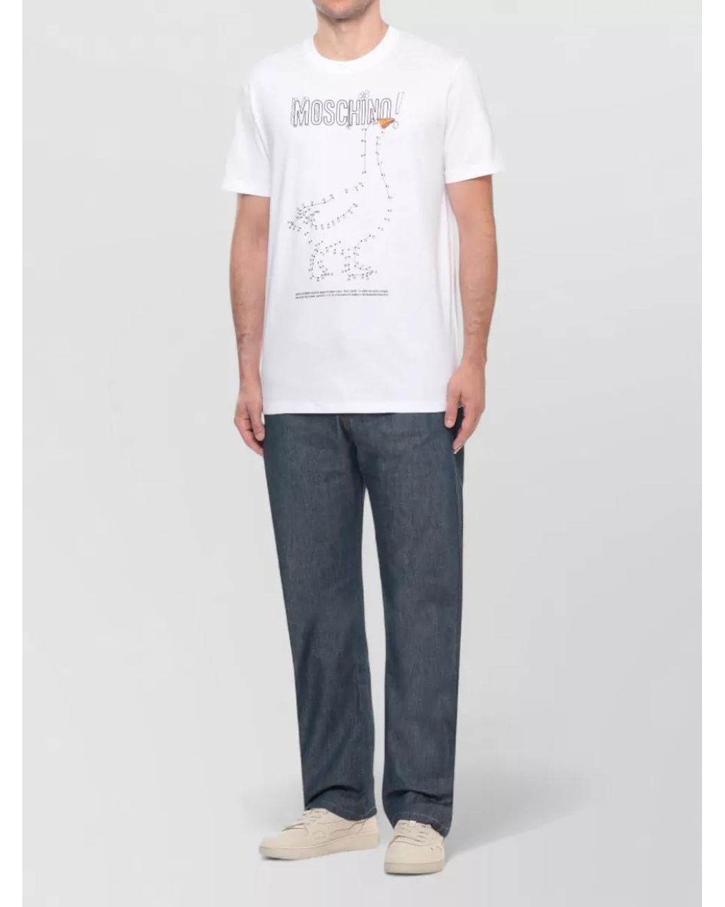 Moschino White Logo Print Cotton T-Shirt for men