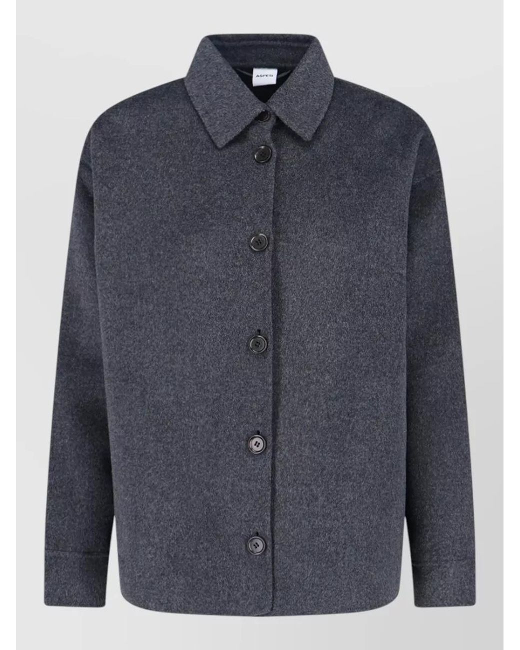 Aspesi Blue Wool Single-Breasted Coat