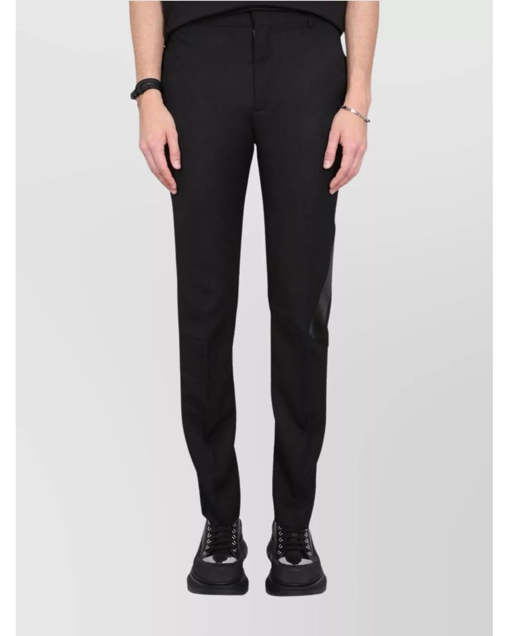 McQueen Black Virgin Wool Tailored Trousers for men