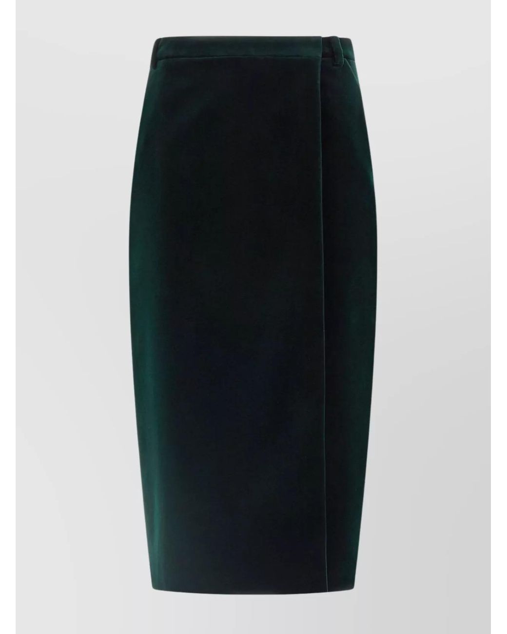 Saint Laurent Black Cotton Velvet Wrap Midi Pencil Skirt