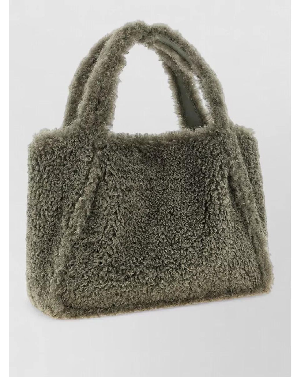 Stella McCartney Gray Stella Logo Shearling Tote Bag