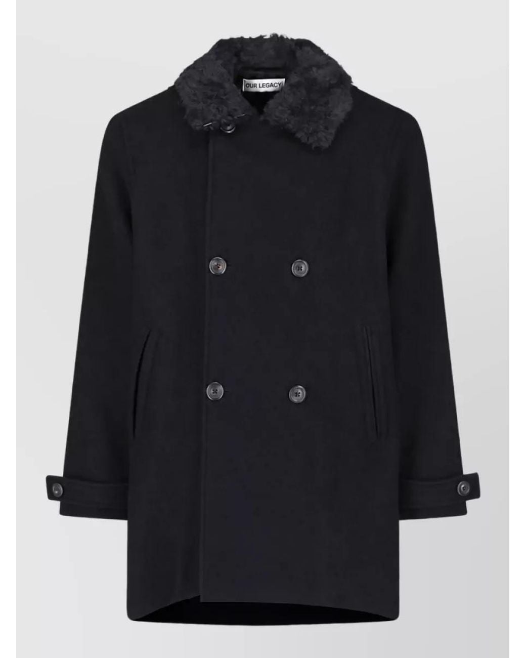 Our Legacy Blue Virgin Wool Double-Breasted Coat for men