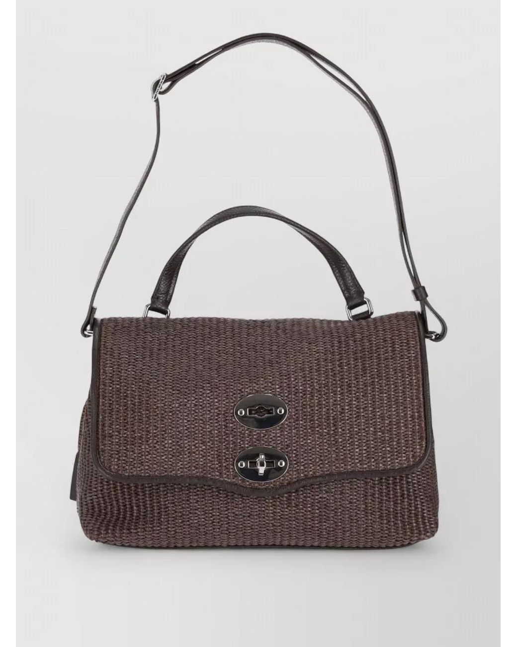 Zanellato Brown Leather Raffia Tote Bag