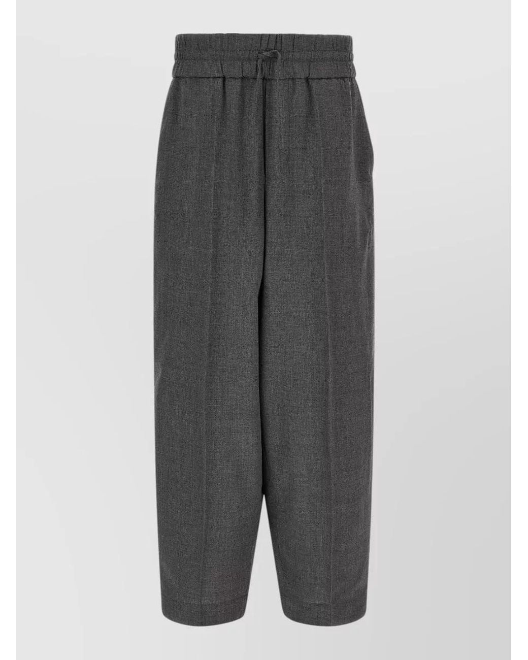 AMI Gray Virgin Wool Relaxed-Fit Trousers for men