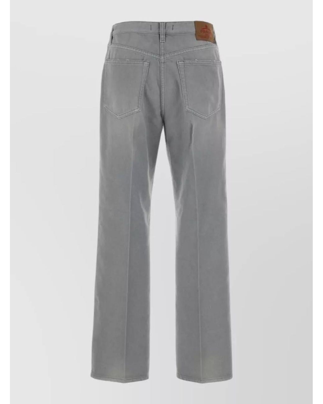 Prada Gray Denim Straight-Leg Trousers