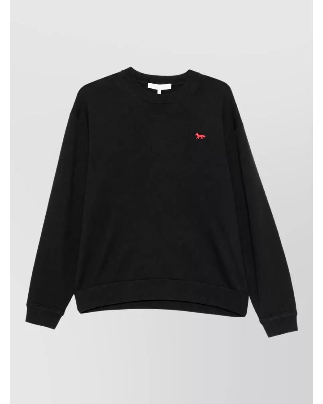 Maison Kitsuné Black Silk Crewneck T Shirt for men
