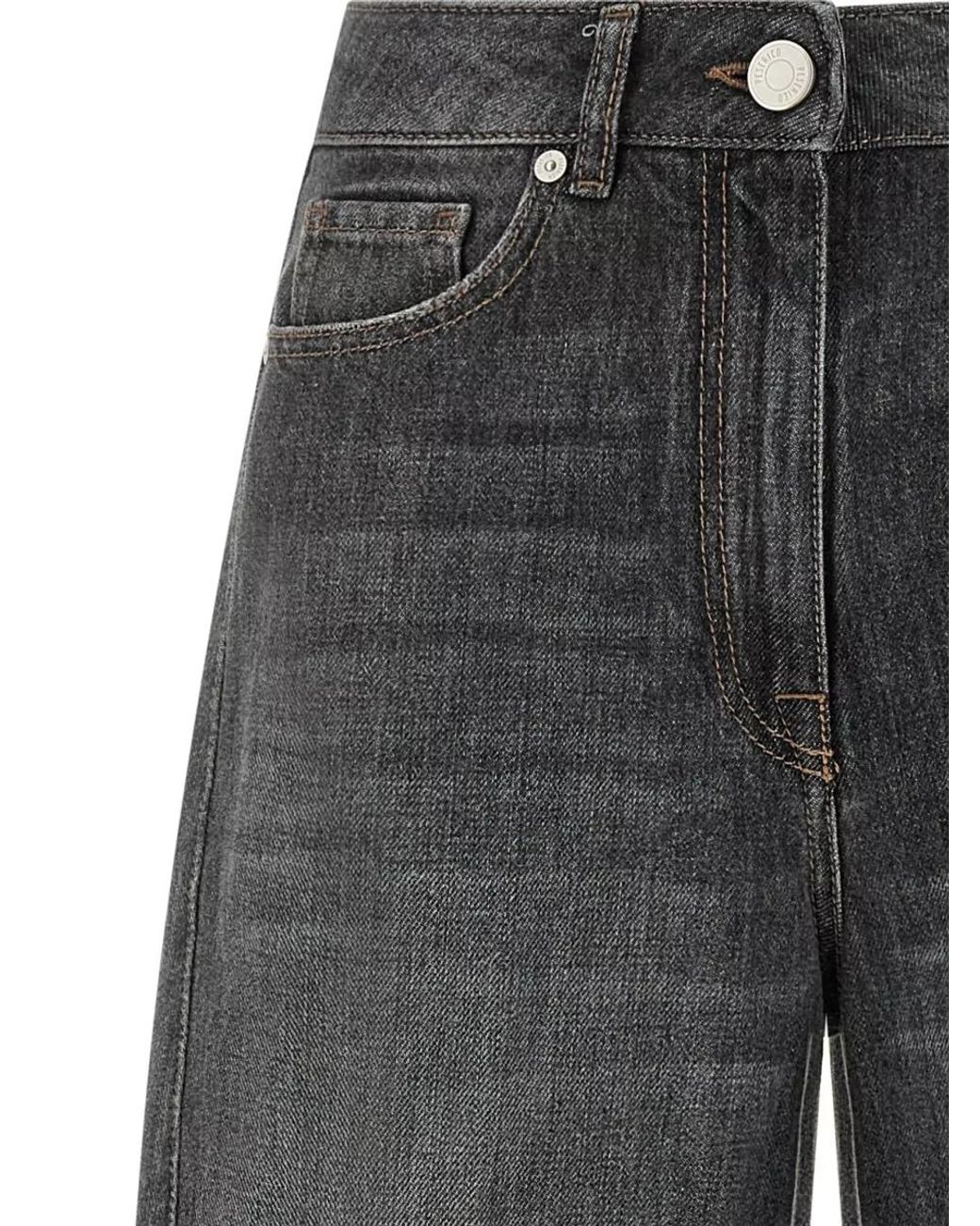 Peserico Gray Denim High-Rise Tapered Jeans