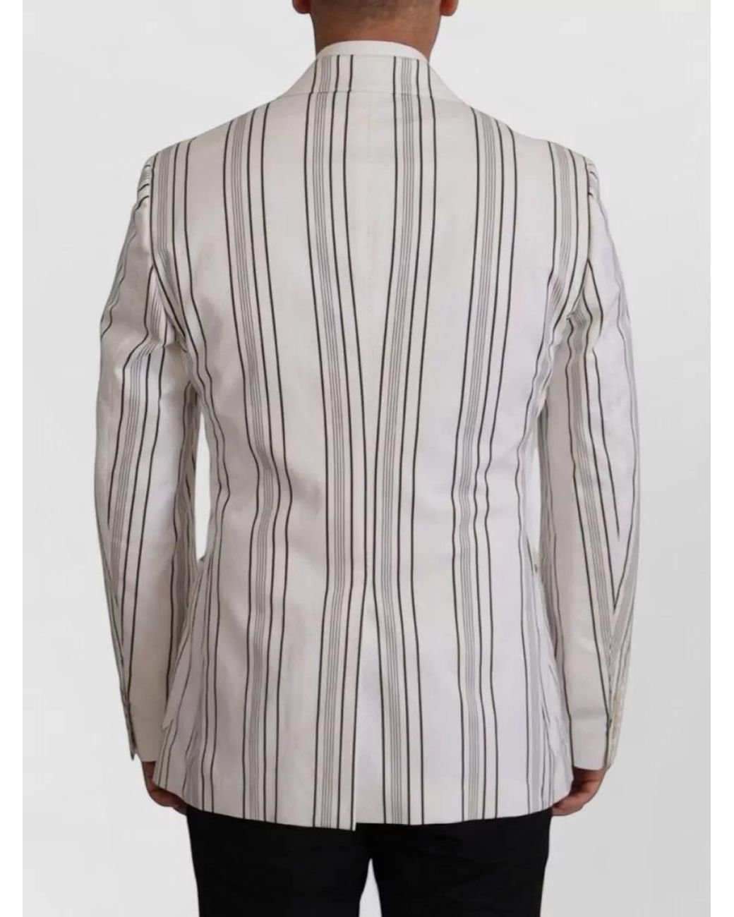 Dolce & Gabbana Gray Striped Single-Breasted Blazer for men