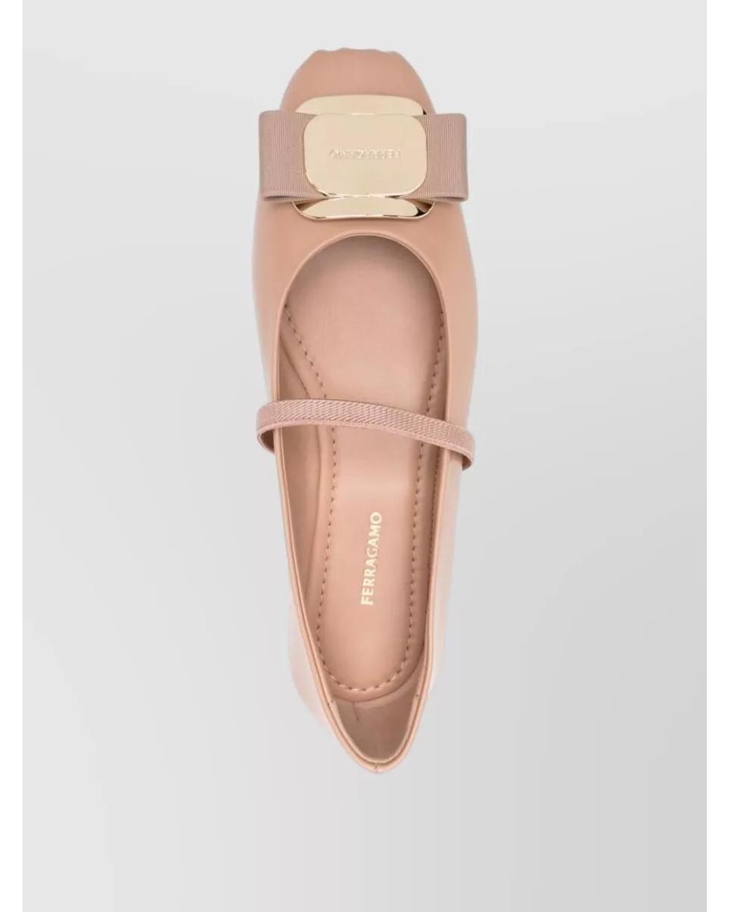 Ferragamo Pink Leather Gathered Ballerina Shoes