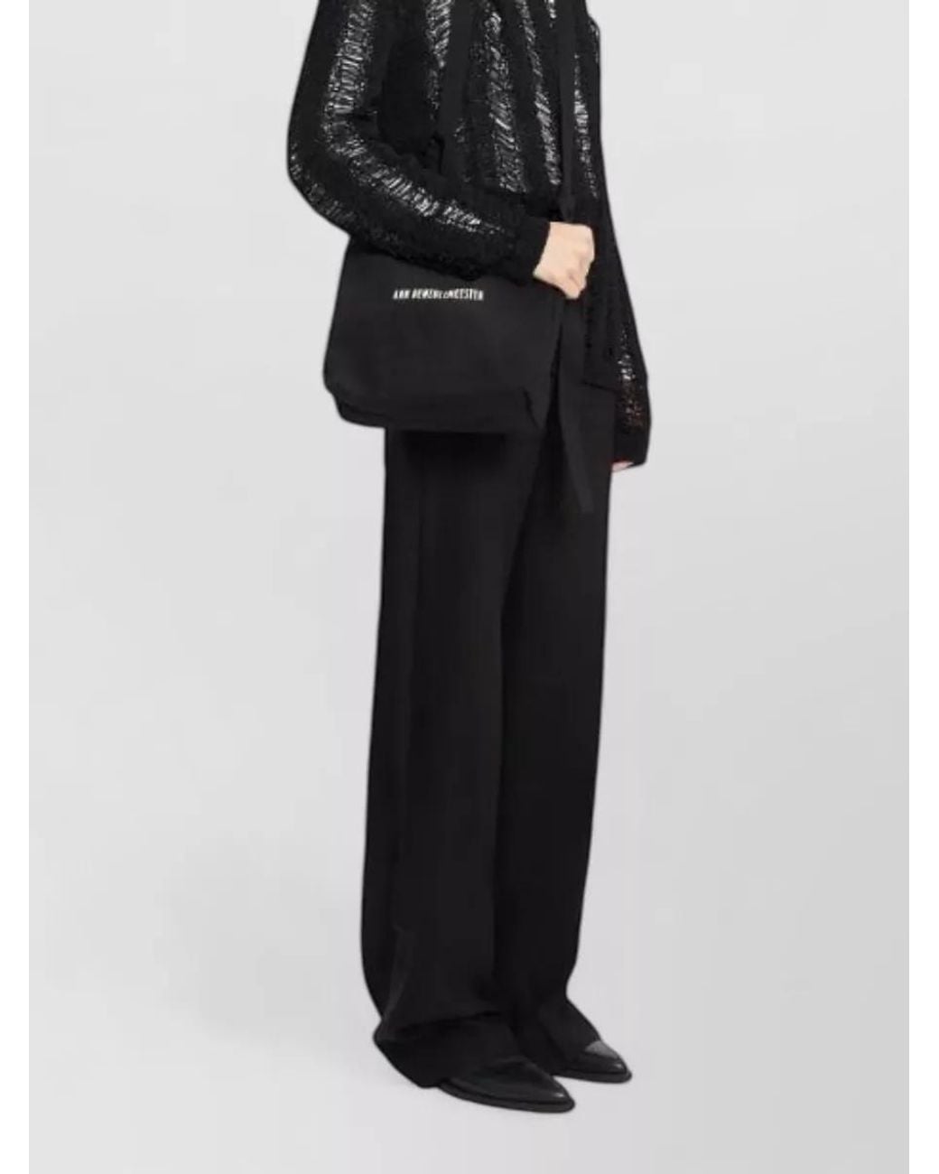 Ann Demeulemeester Black Cotton Shoulder Bag