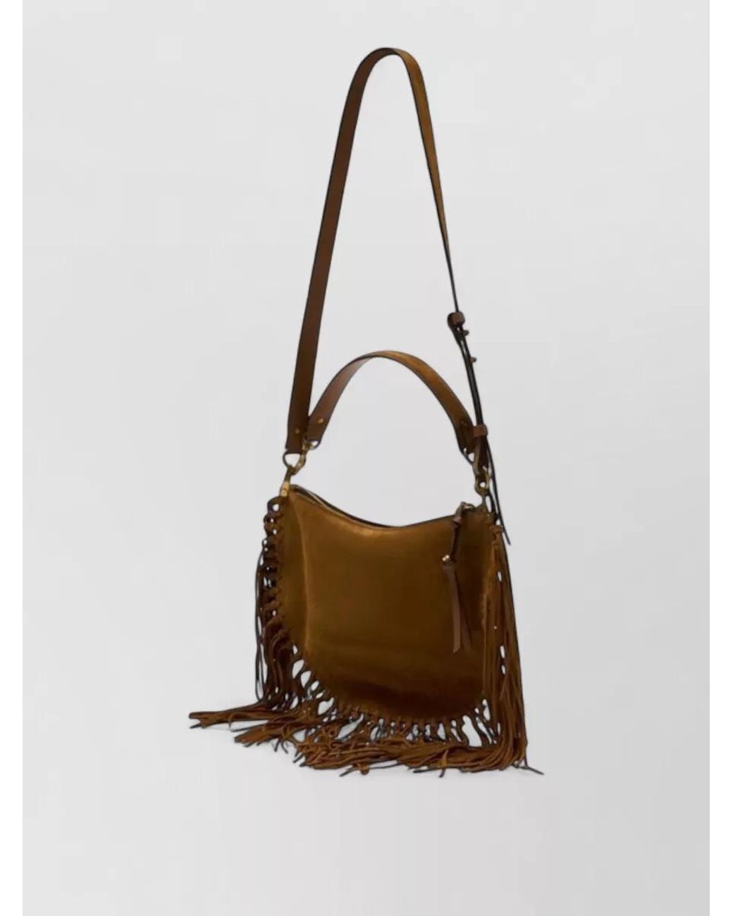 Isabel Marant White Oskan Soft Zip Fringe Suede Shoulder Bag