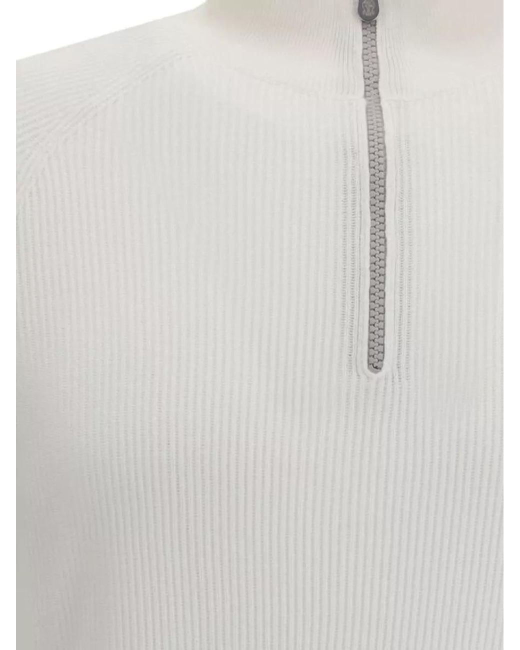 Brunello Cucinelli White Cotton Sweatshirt for men