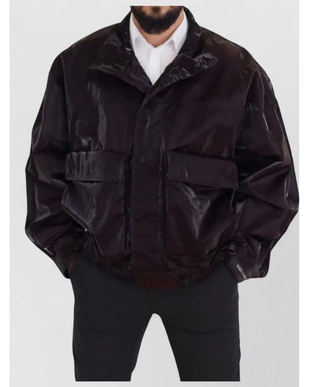 Dolce & Gabbana Black Nylon Long-Sleeve Raincoat for men