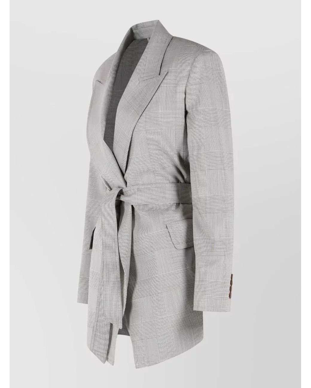 Max Mara Gray Wool Prince Of Wales Single-Breasted Suit Jacket