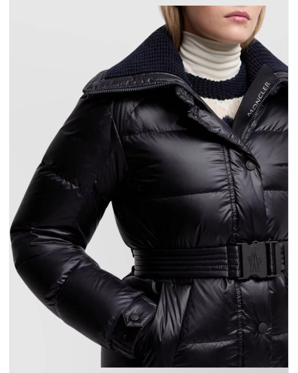Moncler Blue Nylon Belted Puffer Jacket