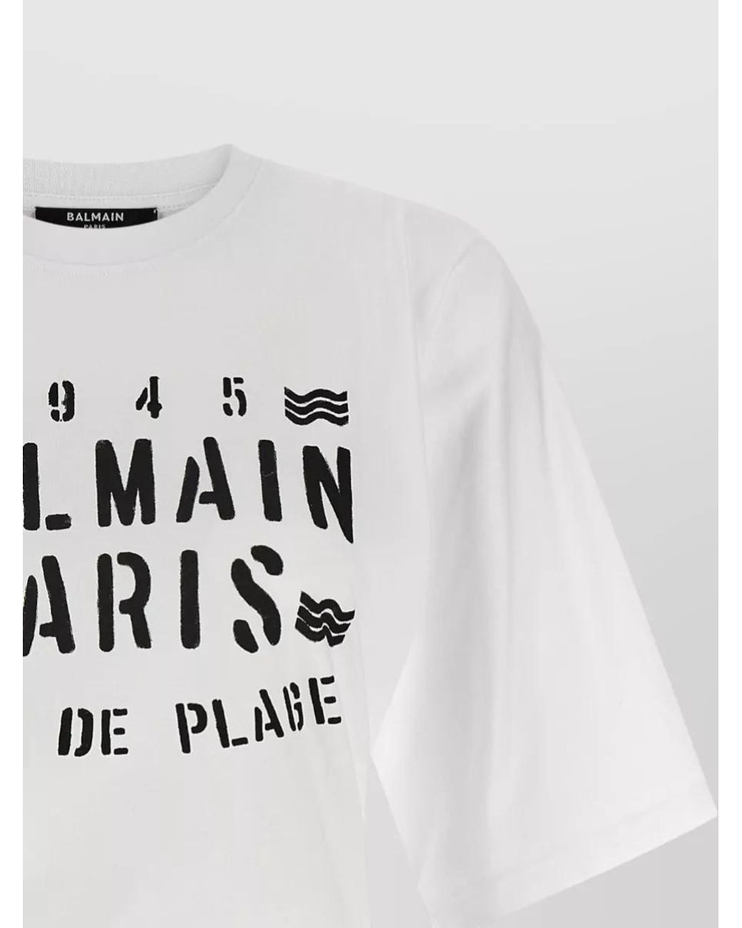 Balmain White Club Graphic T Shirt Asymmetric Hem Drawstring