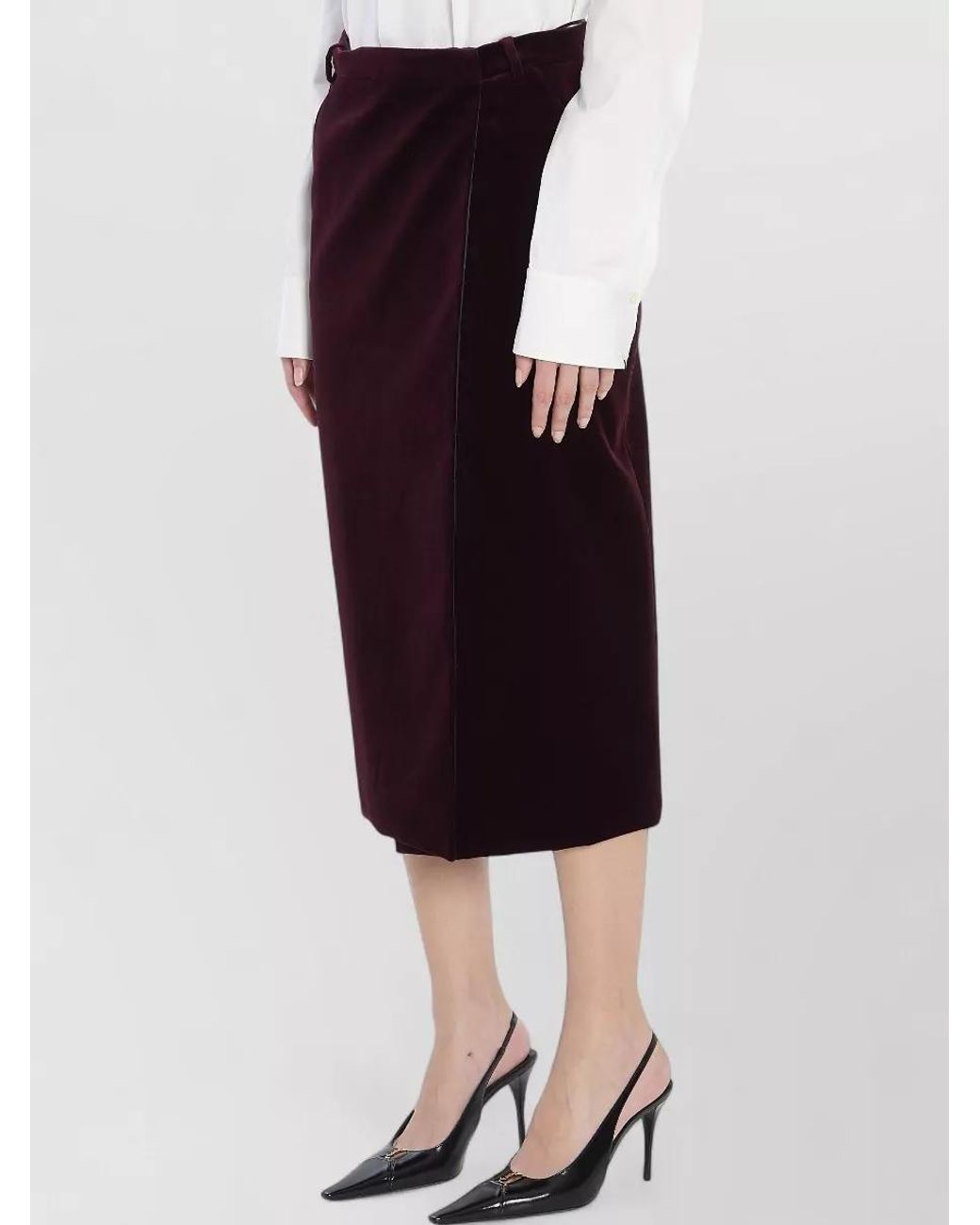 Saint Laurent Black Cotton Midi Wrap Skirt