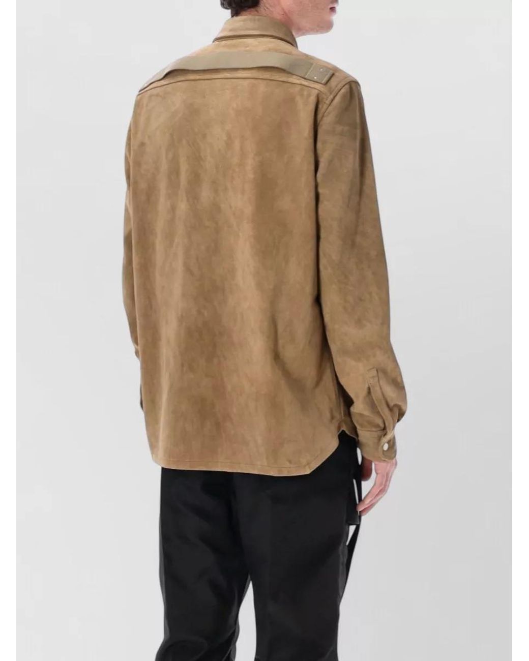 Rick Owens Natural Calf Leather Boxy Shirt Jacket for men