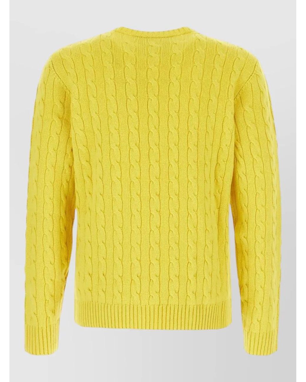 Valentino Yellow Cable-Knit Cashmere Crew-Neck Jumper for men