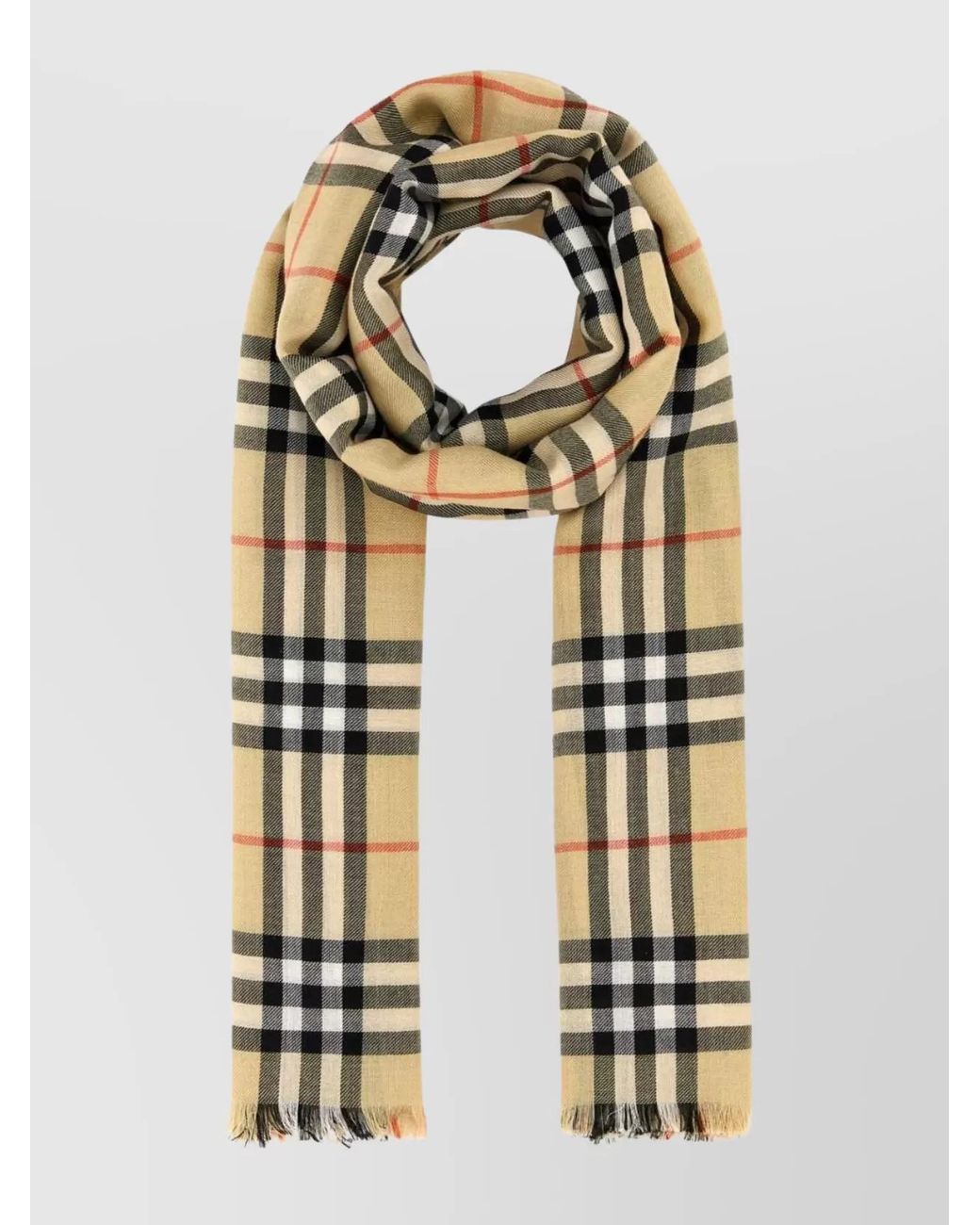 Burberry Metallic Checked Fringed Cashmere Silk Scarf