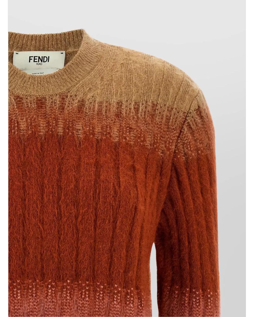 Fendi Brown Ribbed Slim-Fit Gradient Jumper