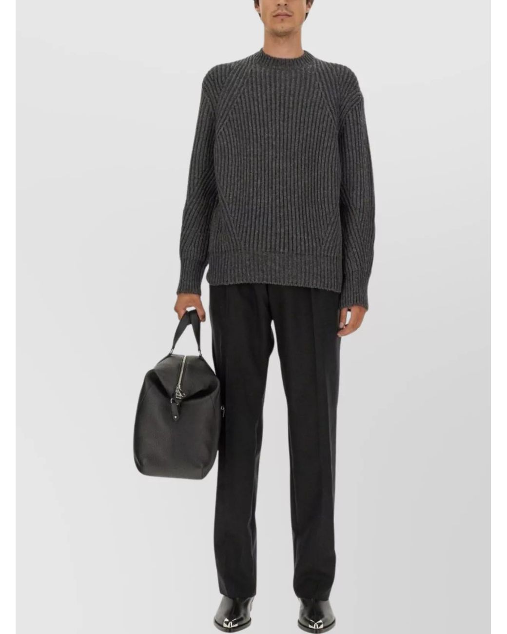 McQueen Gray Oversized Wool Jumper for men