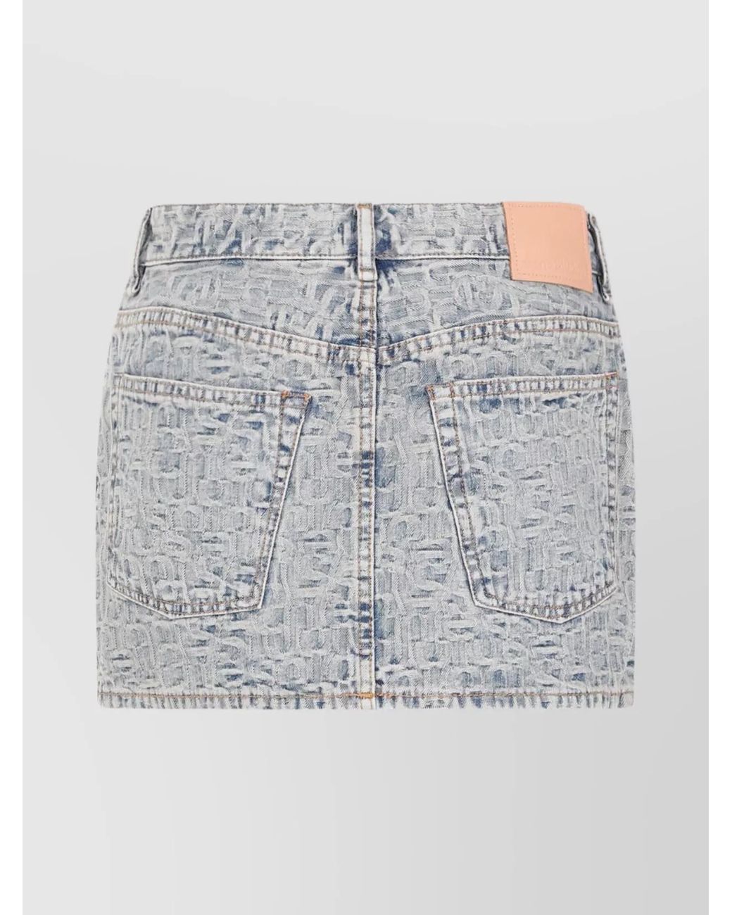 Acne Blue Denim Skirt With Belt Loops And Lettering Pattern
