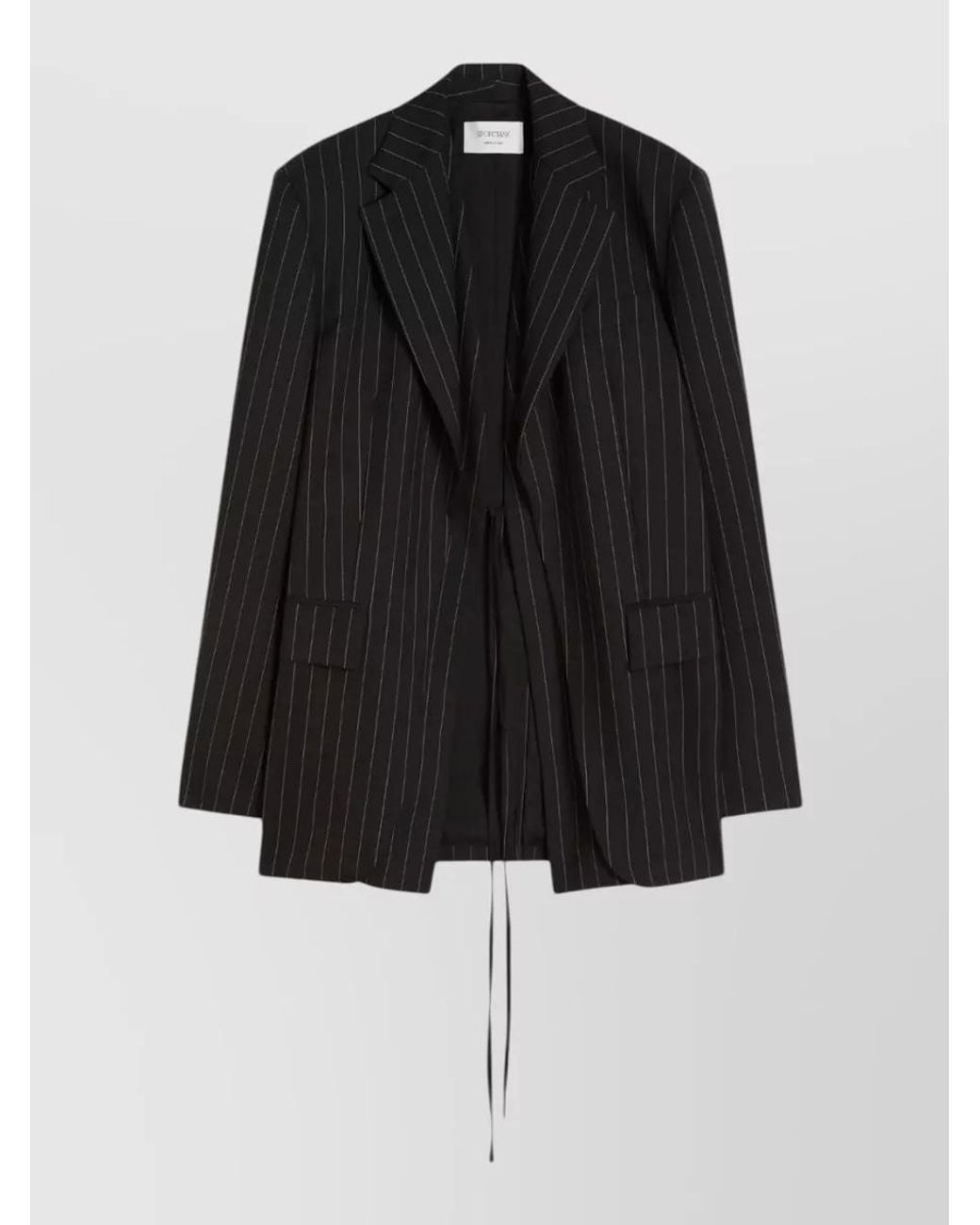 Sportmax Black Pinstripe Double Breasted Wool Blend Blazer