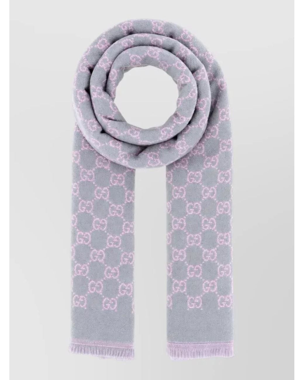 Gucci Blue Wool Monogram Scarf