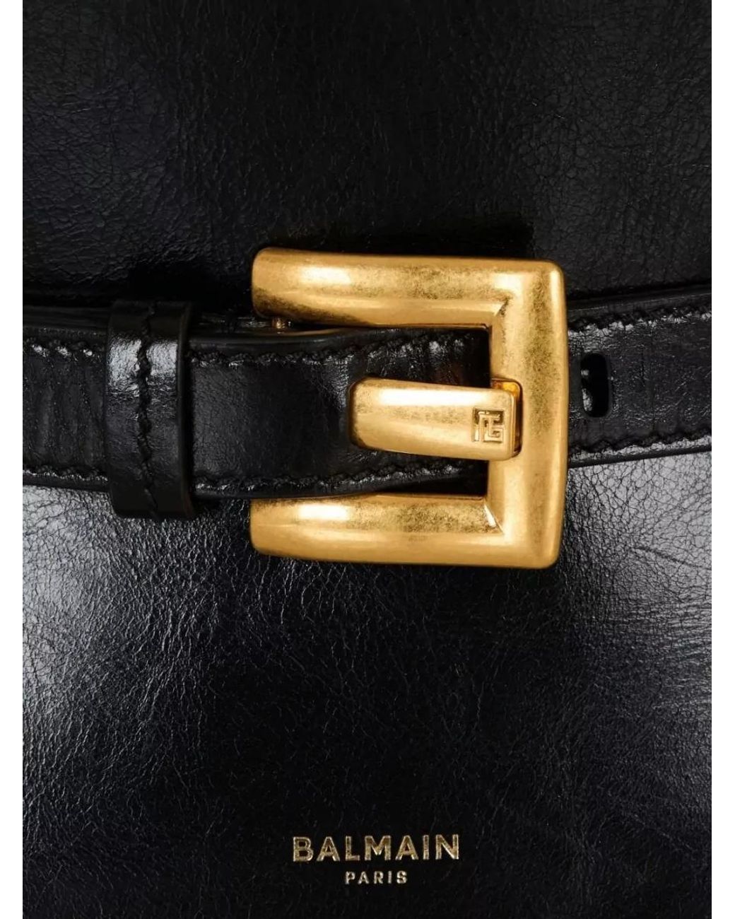 Balmain Black Shuffle Mini Leather Bucket Bag
