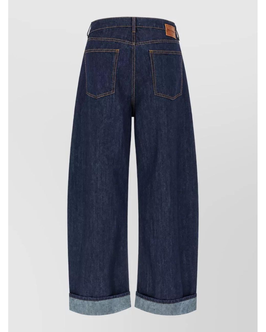 P.A.R.O.S.H. Blue Denim Wide-Leg Turn-Up Jeans