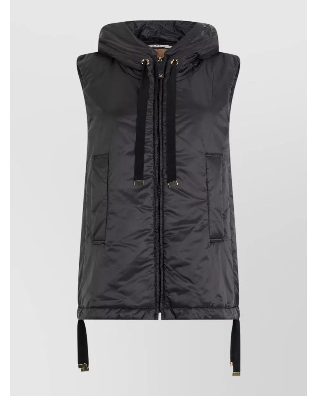 Max Mara Black Padded Hooded Sleeveless Puffer Gilet
