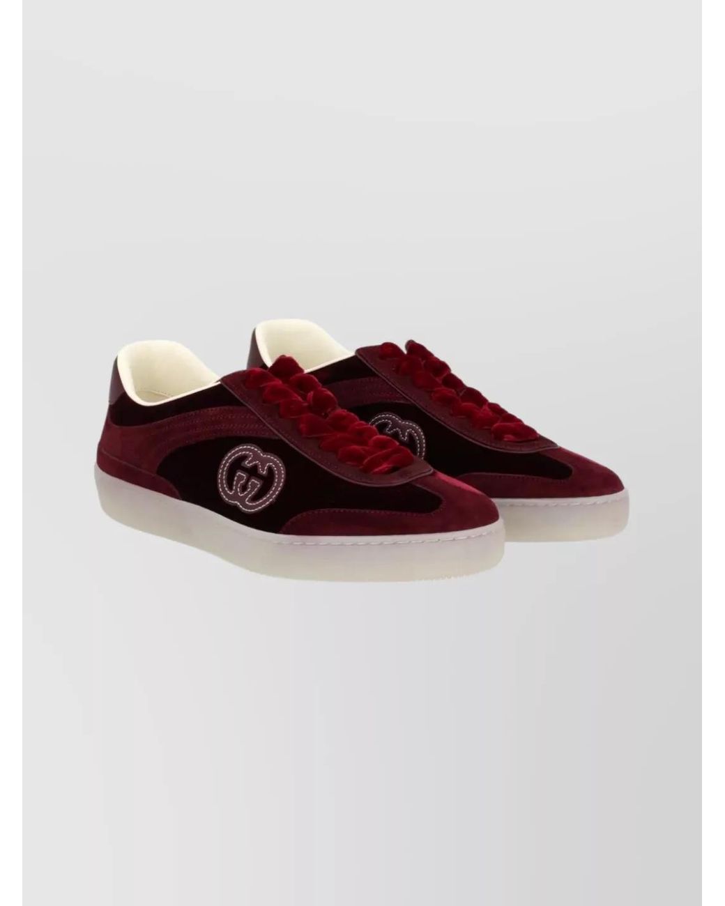 Gucci Red Suede Leather Low-Top Sneakers