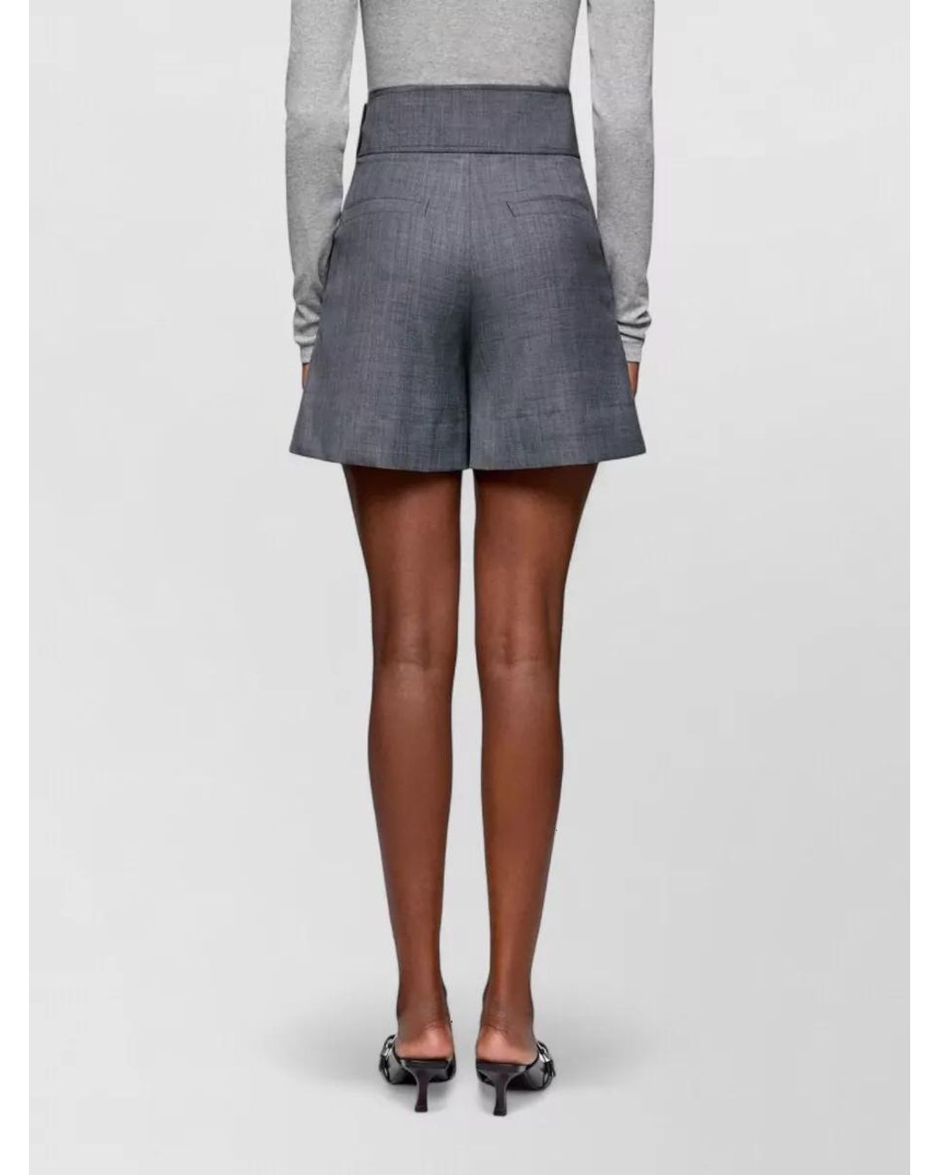Ganni Gray Wool Tailored Shorts