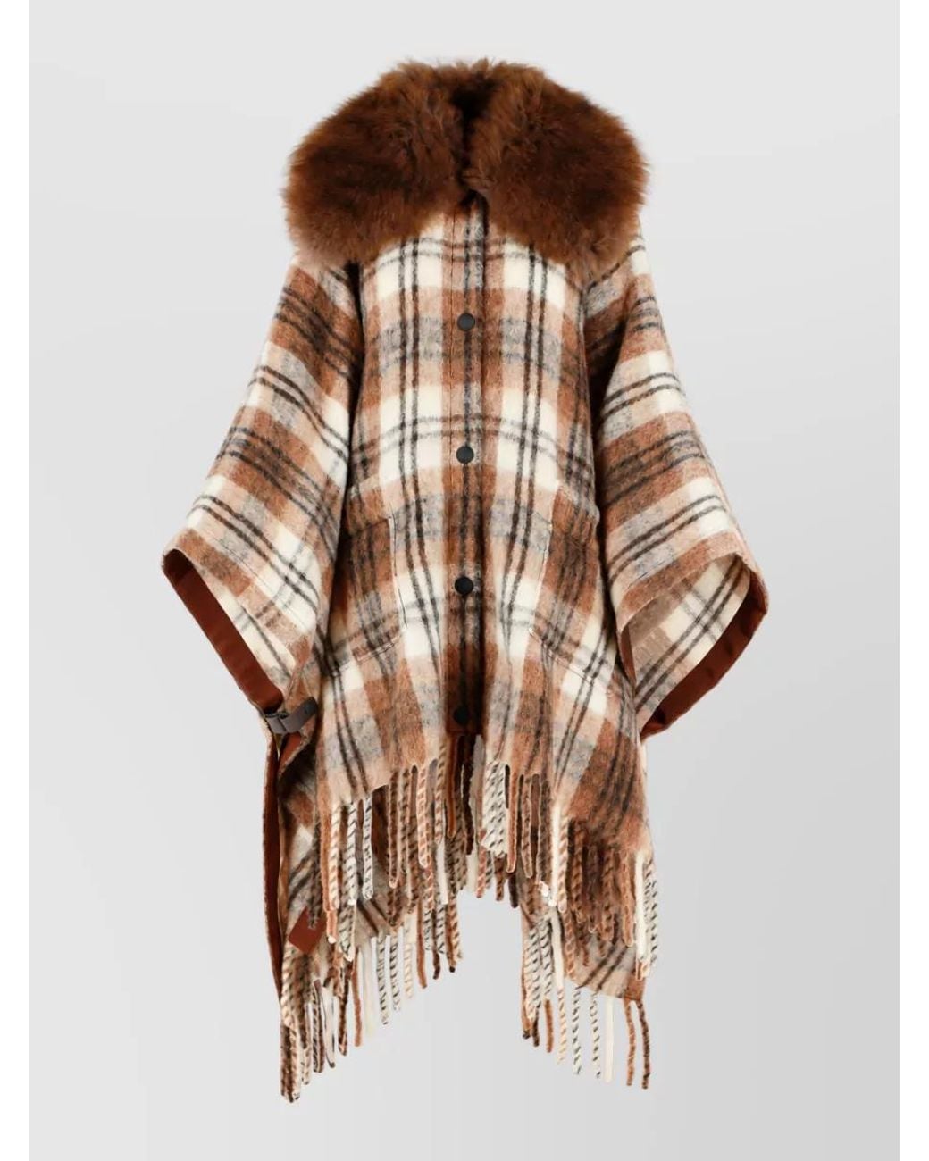 Moncler Brown Mohair Alpaca Wool-Blend Cape