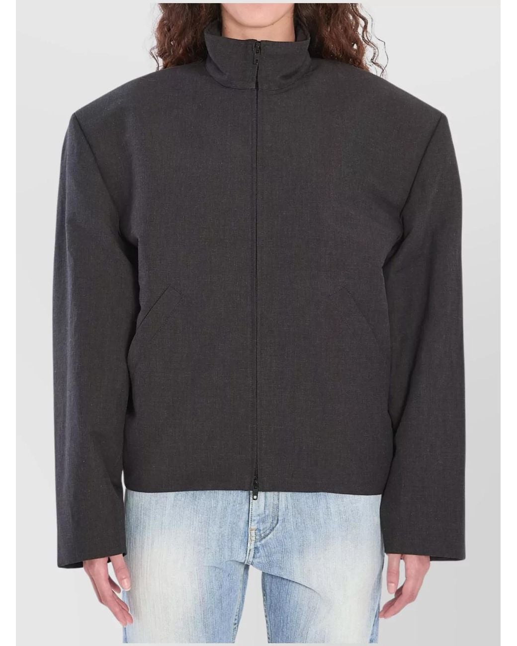 Balenciaga Black Linen Cotton Oversized Zip-Up Jacket