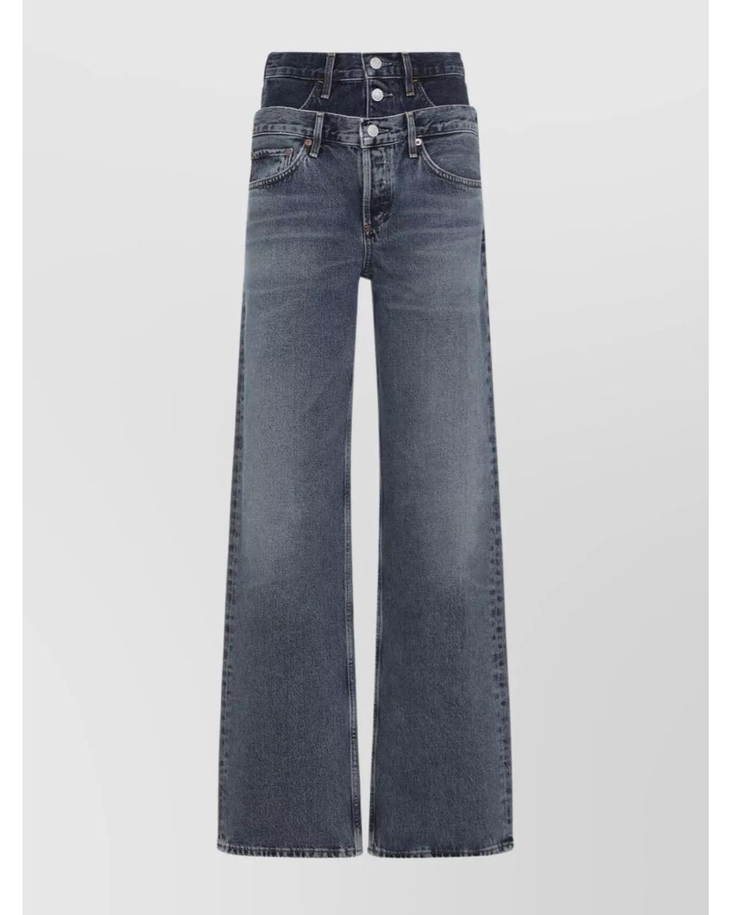 Agolde Blue Cotton High-Rise Straight-Leg Jeans