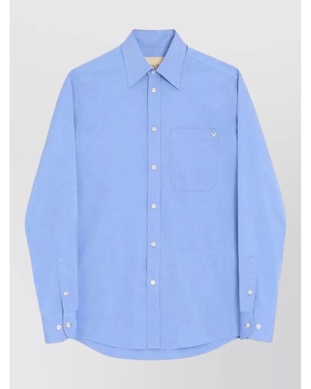 Valentino Garavani Blue Cotton Oxford Shirt for men