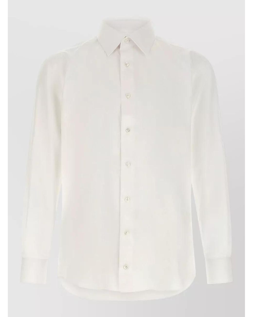Brioni White Cotton Long-Sleeve Shirt for men