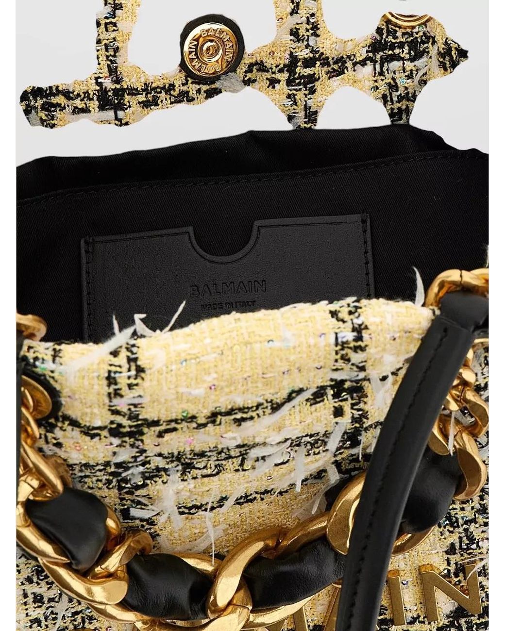 Balmain Metallic 1945 Small Tweed Tote Bag