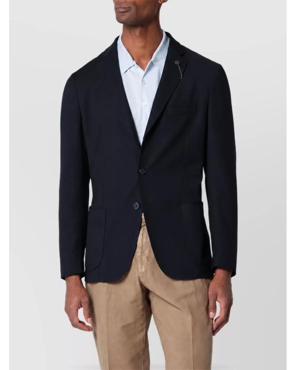Santaniello Blue Single-Breasted Wool Jacket for men