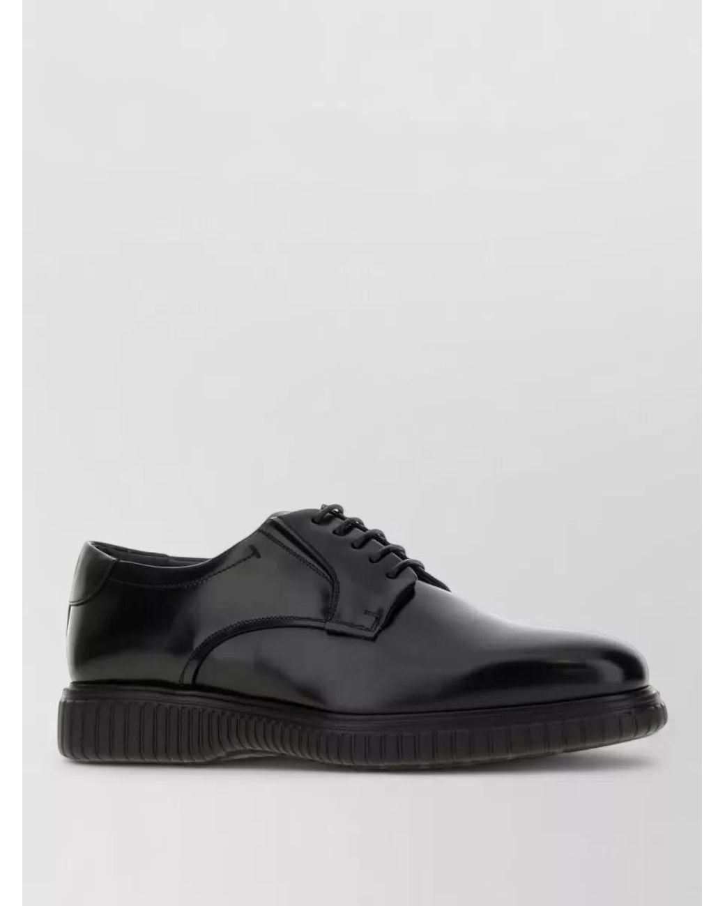 Ferragamo Black Leather Derby Shoes for men
